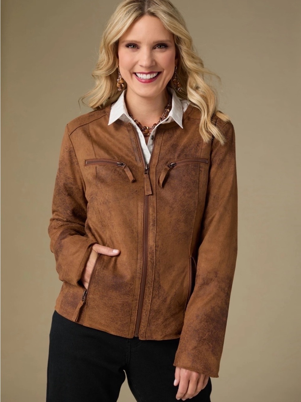 Coco + Carmen Faux Leather Zip Front Jacket - Women (M)